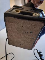 lampe tête de cheval en plâtre et abat-jour gris bleu