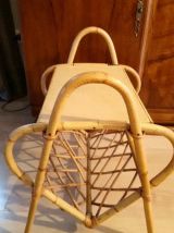 Porte revues vintage en rotin 
