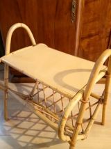 Porte revues vintage en rotin 