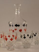 Service à liqueur vintage jeu de cartes