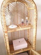 Bibliothèque, étagère en rotin 