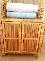 Bibliothèque, étagère en rotin 