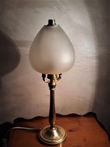 lampe de bureau  laiton art deco verre 