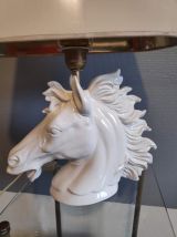 lampe tête de cheval en céramique blanche 