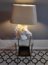 lampe tête de cheval en céramique blanche 