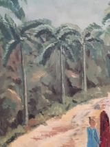 Grand Tableau "L'oasis animé" signé