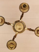 Chandelier 5 branches en laiton ancien