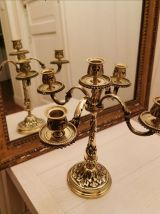 Chandelier 5 branches en laiton ancien