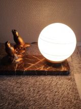 lampe veilleuse art déco animalière avec socle en marbre