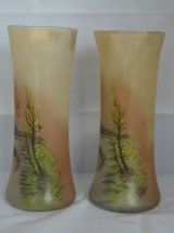 Paire de vases diabolos émaillés signés Legras