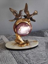 pendule de cheminée art déco Silvoz, socle en marbre veiné