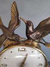 pendule de cheminée art déco Silvoz, socle en marbre veiné