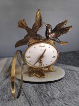 pendule de cheminée art déco Silvoz, socle en marbre veiné