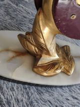 pendule de cheminée art déco Silvoz, socle en marbre veiné