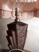 lampe verre moulé pressé depoli chocolat 