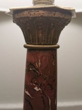 Lampe empire colonne marbre pied dorée 