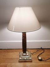 Lampe empire colonne marbre pied dorée 