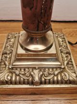 Lampe empire colonne marbre pied dorée 