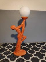 lampe céramique femme nue marron orangé et opaline blanche