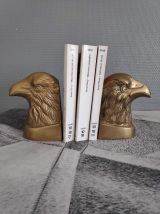 serre-livres têtes d'aigle en laiton massif des années 60