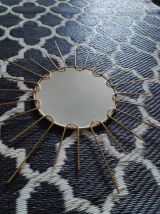 miroir soleil mural avec métal doré vintage des années 60