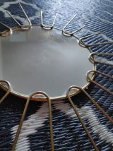 miroir soleil mural avec métal doré vintage des années 60