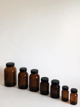  Lot de 7 flacons bocaux en verre ambré style apothicaire