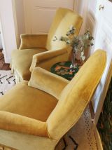  Fauteuil crapaud ocre plissée