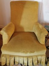  Fauteuil crapaud ocre plissée