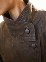 Manteau en cuir marron vintage