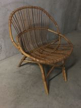 Fauteuil corbeille en rotin années 60