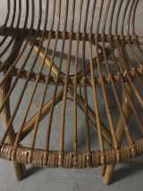 Fauteuil corbeille en rotin années 60