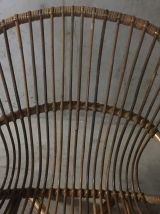 Fauteuil corbeille en rotin années 60