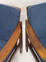 Paire de fauteuils style scandinave années 60 tissu bleu
