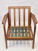 Paire de fauteuils style scandinave années 60 tissu bleu