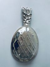 Grand plat ananas en métal argenté