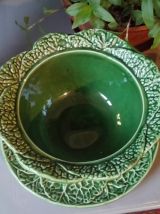 Soupière et plat de service "chou" en barbotine