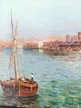 Paire de peintures à l'huile sur toile années 1930 signées M