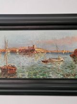 Paire de peintures à l'huile sur toile années 1930 signées M