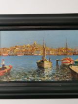 Paire de peintures à l'huile sur toile années 1930 signées M