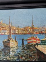 Paire de peintures à l'huile sur toile années 1930 signées M