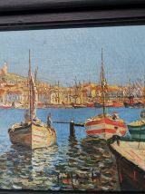 Paire de peintures à l'huile sur toile années 1930 signées M