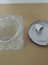 Plafonnier carré en verre vintage