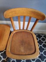 chaises + tabouret estampillés Luterma en bois verni