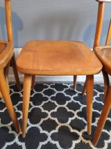 chaises + tabouret estampillés Luterma en bois verni