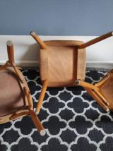 chaises + tabouret estampillés Luterma en bois verni