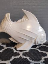 poisson en céramique craquelée signé LeJan années 30 