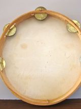 Grand tambourin décoratif illustré. Italie, années 60-70 