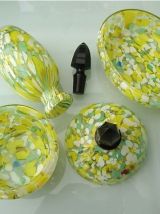 Ensemble de toilette en verre soufflé arts déco années 30