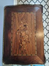 travailleuse avec beau marquetage en palissandre 